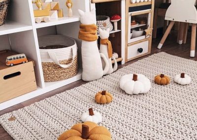 Montessori natúr mosható horgolt szőnyeg gyerekszobába
